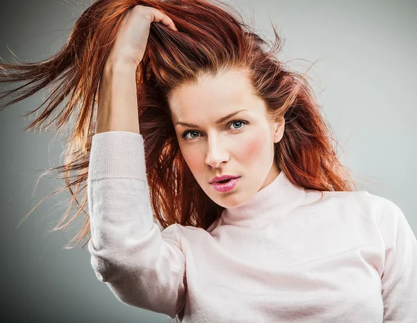 Pretty redhead young woman — Stock Photo, Image