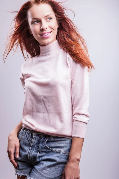 Pretty redhead young woman — Stock Photo, Image