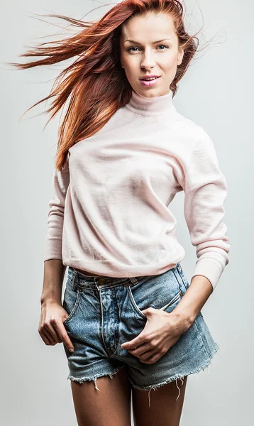 Pretty redhead young woman — Stock Photo, Image