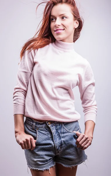 Pretty redhead young woman — Stock Photo, Image