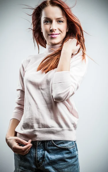 Pretty redhead young woman — Stock Photo, Image