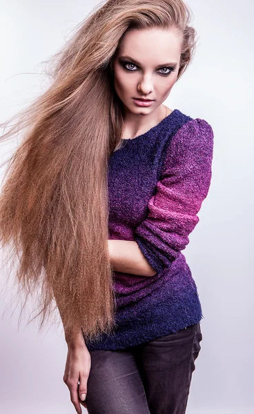 Young sensual model girl pose in studio — Stock Photo, Image