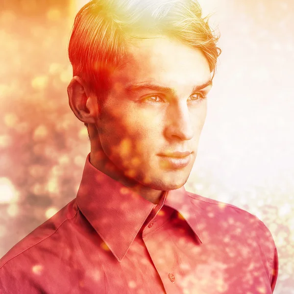 Immagine digitale multicolore ritratto dipinto di elegante giovane bell'uomo . — Foto Stock