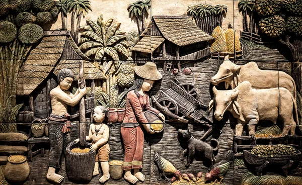 Cultura tailandesa tallado en piedra. Foto de fondo . —  Fotos de Stock