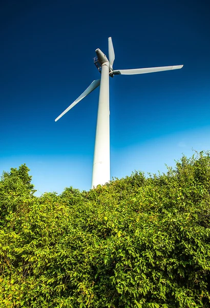 Vindkraftverk på den blå himlen — Stockfoto