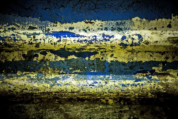 Vecchia parete con sfondo di colore giallo e blu — Foto Stock