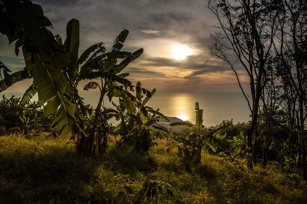 Paisaje de isla tropical con cielo perfecto al atardecer — Foto de Stock