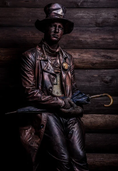 saatçi, parlak fantastik filmde görüntü. masal sanat fotoğraf grunge ahşap zemin üzerinde.