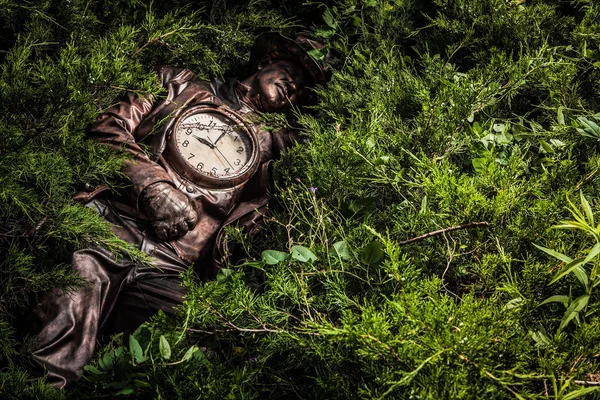 Image of watchmaker in bright fantasy stylization. Outdoor fairy tale art photo. — Stock Photo, Image