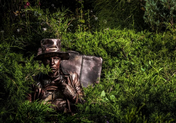 Imagen de relojero en brillante estilización de fantasía. Foto de arte cuento de hadas al aire libre . —  Fotos de Stock