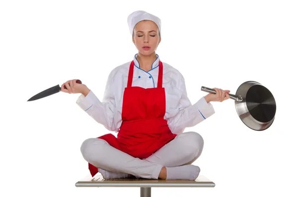 Cook with closed eyes — Stock Photo, Image