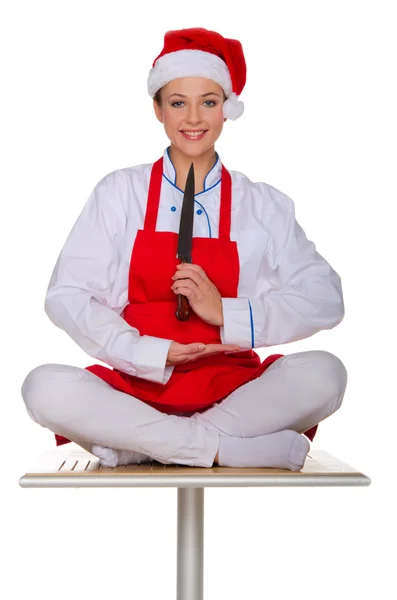 Smiling chef with knife — Stock Photo, Image