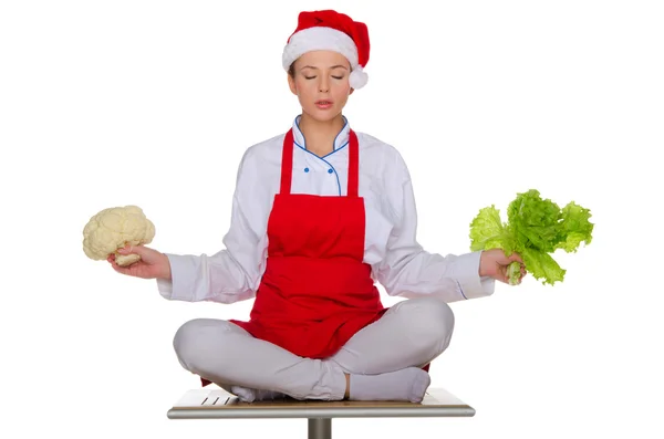 Le méditant cuisiner avec des légumes — Photo