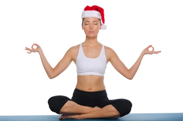 Asian girl in a cap of Santa Claus — Stock Photo, Image