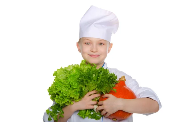 Cook with herbs and pumpkin — Stock Photo, Image