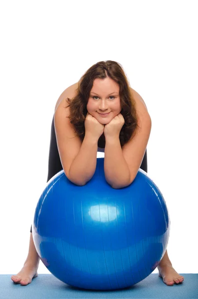 Fitness med en stor boll — Stockfoto