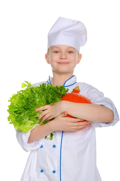 Chef-kok salade, peterselie en pompoen — Stockfoto