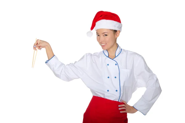 Kerstmis chef-kok met stokjes — Stockfoto