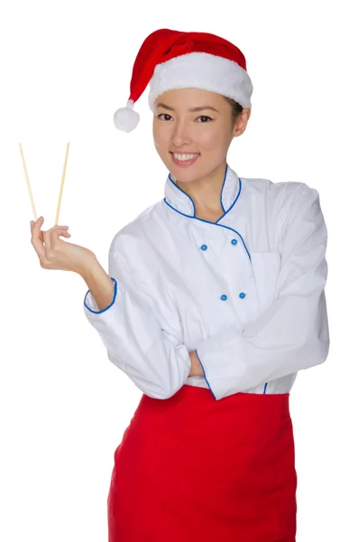 East chef with chopsticks — Stock Photo, Image