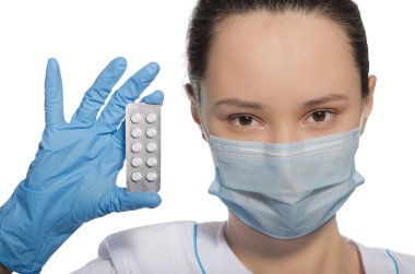 Doktor hap paketleri holding eldiven