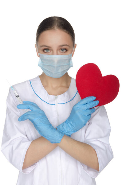 Doctor holding a crisscross heart and syringe
