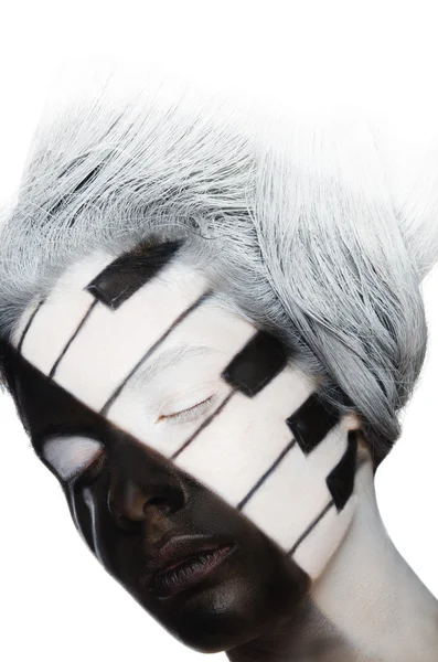 Ritratto verticale dell'arte del viso in forma di pianoforte — Foto Stock