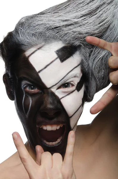 Vertikální portrét gestem make-up a rock — Stock fotografie