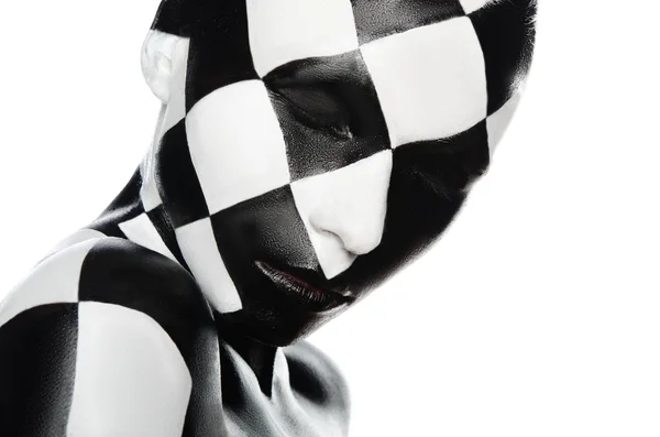 Portrait of woman in a checkerboard — Stock Photo, Image