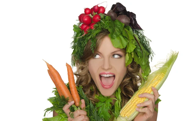 Νεαρή γυναίκα με λαχανικά — Φωτογραφία Αρχείου