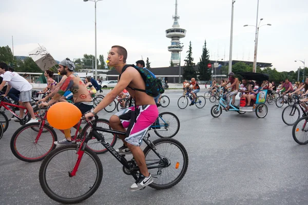 Paseo en bicicleta desnuda en Tesalónica - Grecia — Foto de Stock