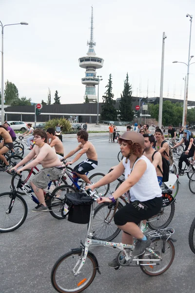 Paseo en bicicleta desnuda en Tesalónica - Grecia — Foto de Stock