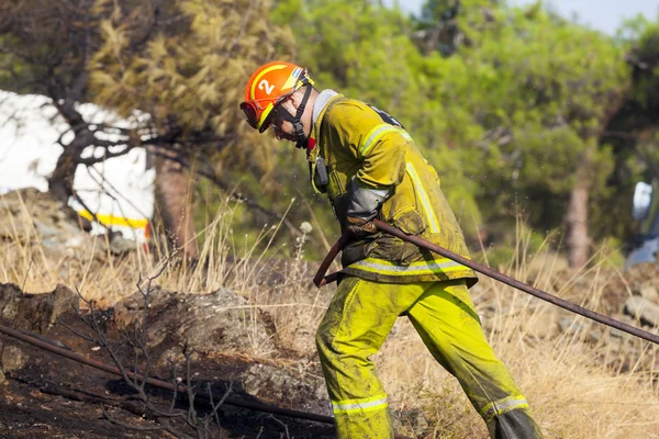 Incendio a baja escala en un bosque de Seich Sou - Tesalónica, Grecia — Foto de Stock