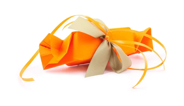 Gift box with bow on white background — Stock Photo, Image