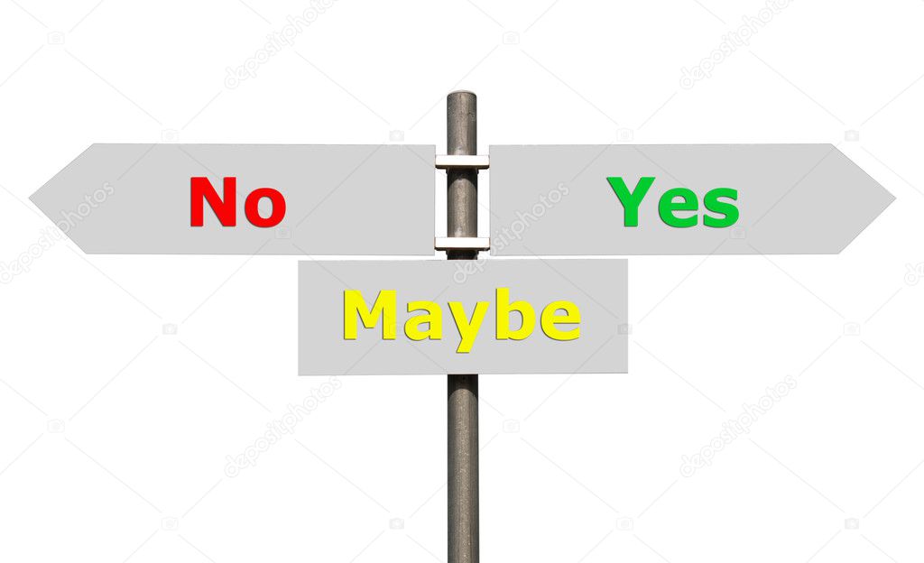 No, Maybe and Yes sign