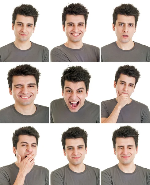 L'uomo faccia espressioni — Foto Stock