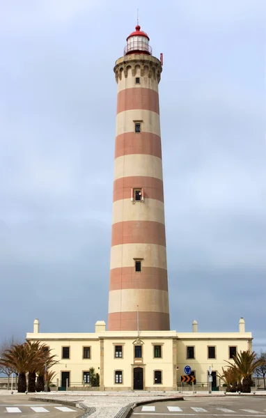 Aveiro praia da barra içinde Lighthouse — Stok fotoğraf