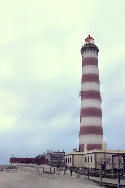 Aveiro praia da barra içinde Lighthouse — Stok fotoğraf