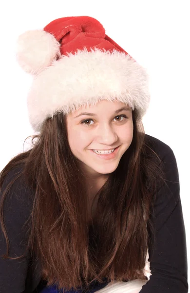 Girl with christmas hat — Stock Photo, Image