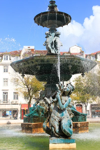 Rossio vierkante fontein — Stockfoto