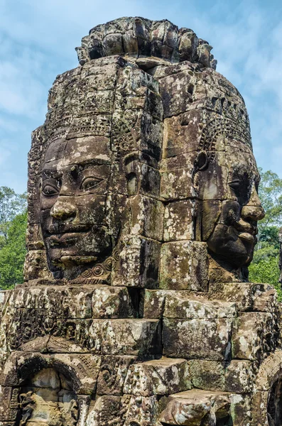 Gezichten van bayon tample. Ankor wat. Cambodja. — Stockfoto