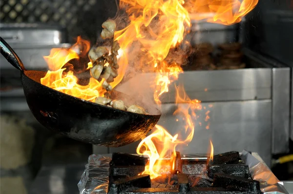 Blauw, branden, close, component, koken, gevaar, — Stockfoto