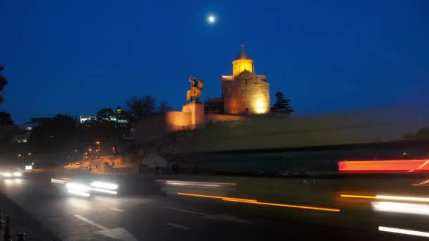 Vakhtang ,Gorgasali, monument, tbilisi — Stock Video