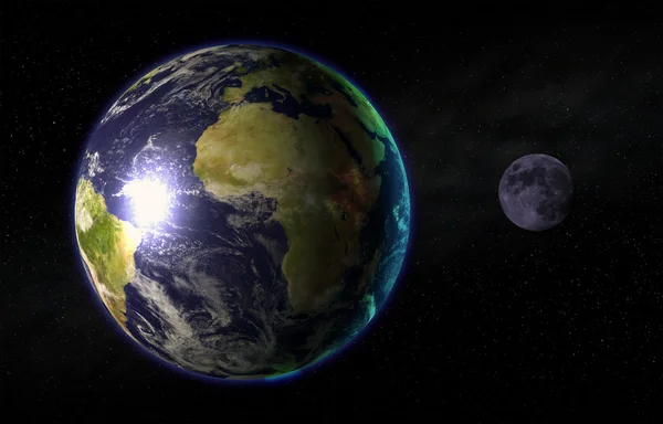 日の出と惑星地球と — ストック写真