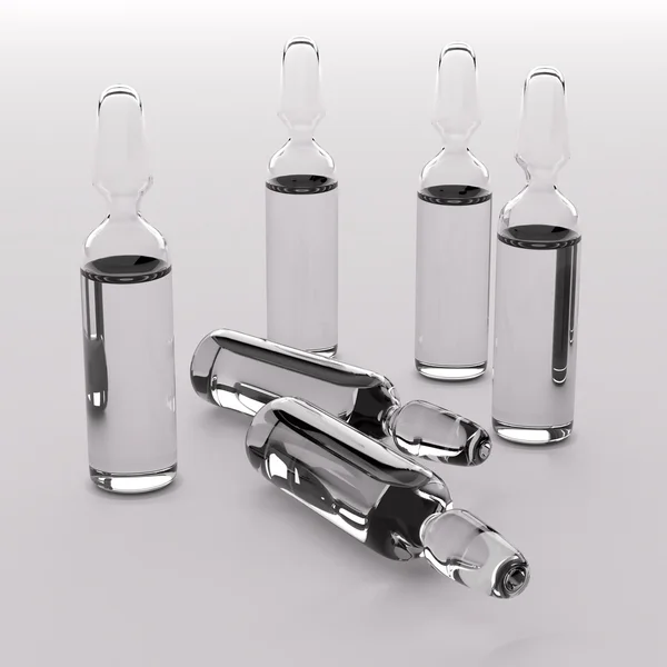 Ampules with transparent liquid — Stock Photo, Image
