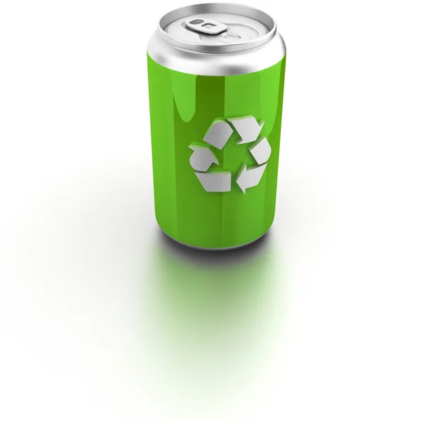 Recycling-Symbol auf die Dose gemalt — Stockfoto