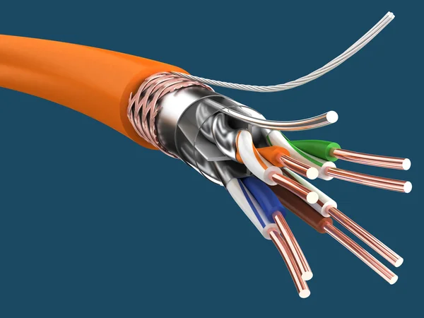 Cable SSTP cat6a (Twisted pair) — Stock Photo, Image