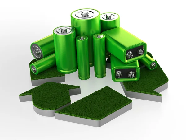 Accumulatorbatterij met recycle ondertekenen — Stockfoto