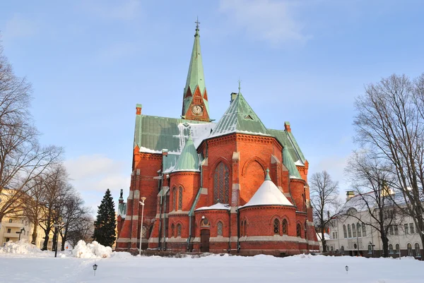 Kotka, Finlândia. Catedral Luterana no inverno — Fotografia de Stock