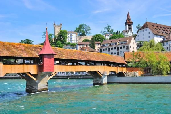 Lucerne, Swiss. Jembatan Mill — Stok Foto