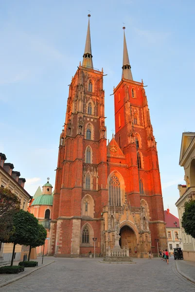 Catedral de Wroclaw ao pôr do sol — Fotografia de Stock